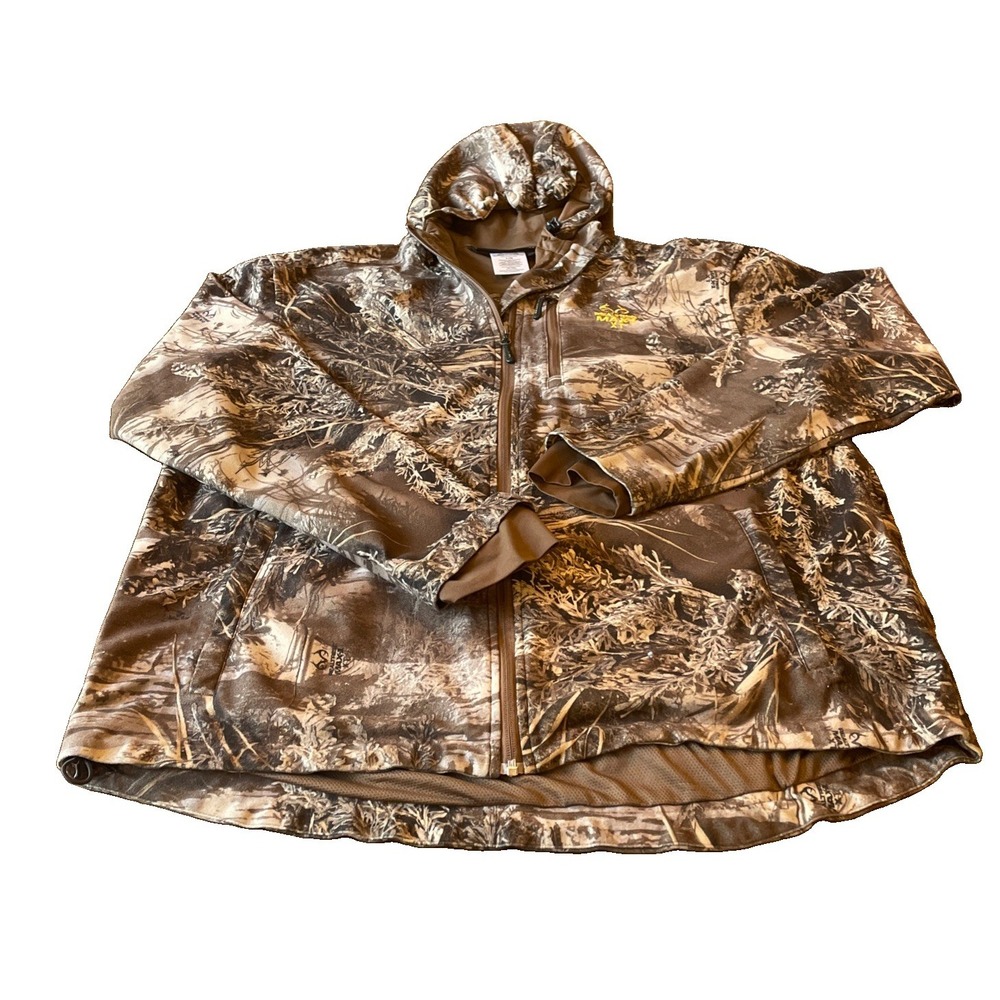 Realtree MAX-1 XT Men's Large Regular Camo Full Zip Hooded Polyester Jacket